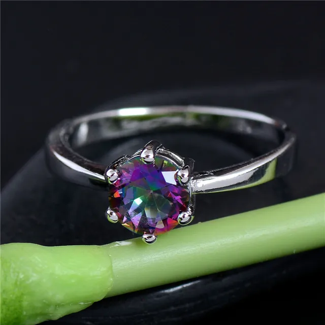 SHUANGR Hot New Silver Color Purple Cubic Zirconia Ring for Women Classic Engage SHUANGR Hot New Silver Color Purple Cubic Zirconia Ring for Women Classic Engage