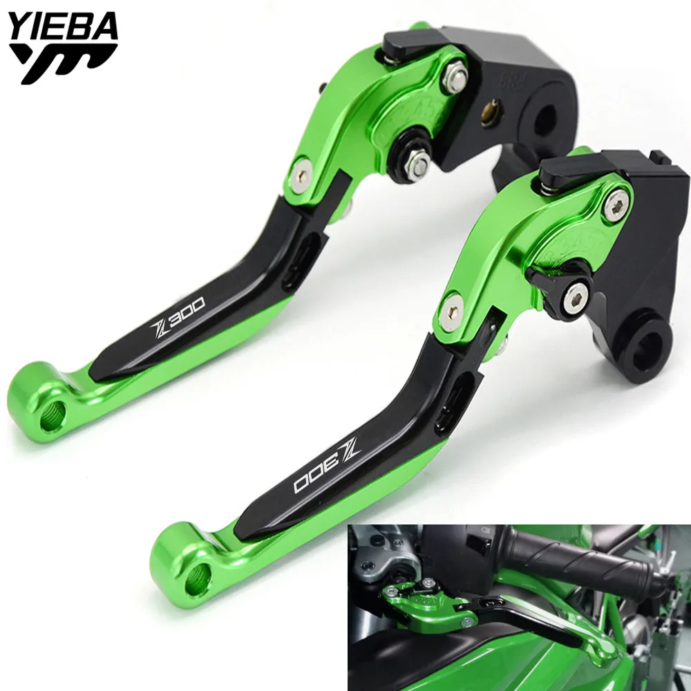 

With Z300 LOGO Motorcycle Adjustable Folding Brake Clutch Levers Brake Handle For KAWASAKI Z300 Z 300 2008-2017 2016 2015 2014