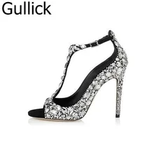 Women Wedding Twinkling Rhinestone Crystal Ankle T-Strap Buckle Strap Sandals Elegent Peep Toe And Pointed Toe High Heel Pumps girls dressy flower t strap rhinestone high heel sandals