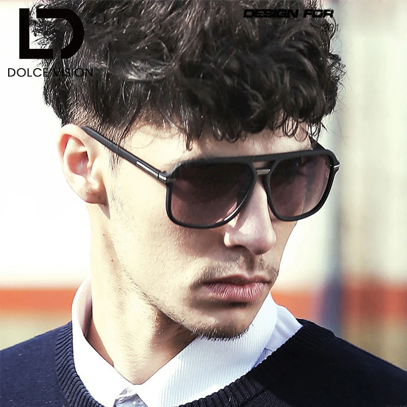 

DOLCE VISION 2018 Fashion Sun Glasses For Men Brand Designer Sunglasses Shield UV Eyewear Big frame New Shades Male Shades