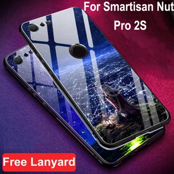 Перейти на Алиэкспресс и купить Чехол для Smartisan Nut Pro 2S Чехол из закаленного стекла + чехол с мягкими краями 6,01 ''для Smartisan Nut Pro 2 s pro2s стеклянный чехол