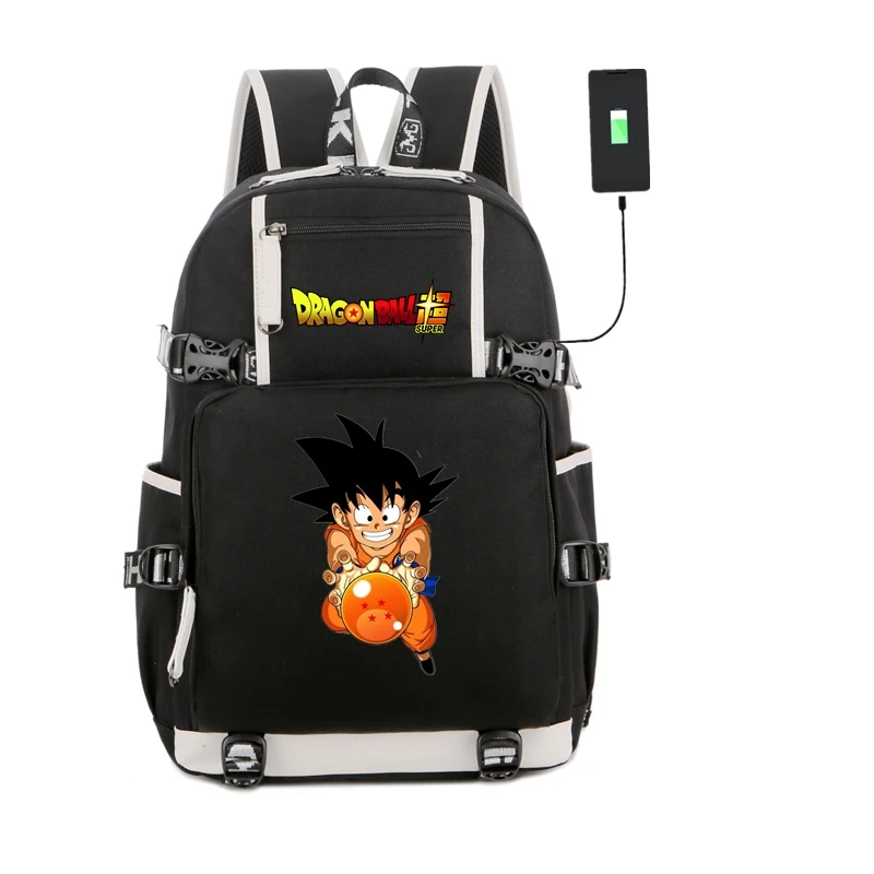 New Dragon Ball Z DBZ School Backpack Knapsack USB Charge Interface