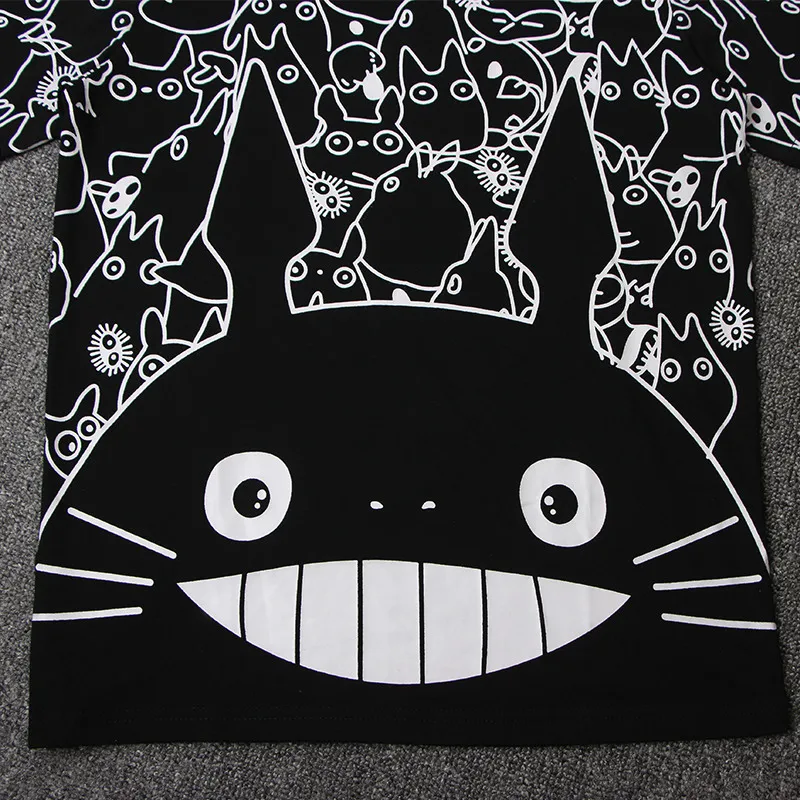 Harajuku Kawaii Cat футболка с изображением Тоторо, летние хлопковые футболки с коротким рукавом, мужские и женские топы, графическая Повседневная футболка