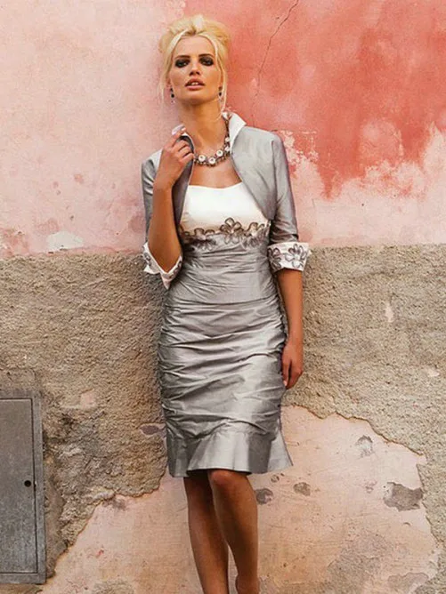 Sexy Brides Mother Knee Length Formal Wear Mother off Bride Dresses of Bride Jacket Dresses for