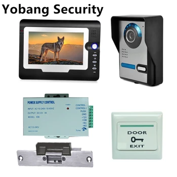

Yobang Security Freeship 7"TFT video door phone system IR Night vision camera door video intercom wired door bell+Electric Lock