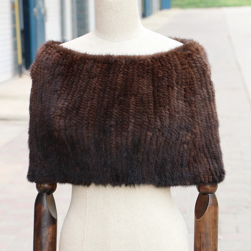 knitted mink fur shawl