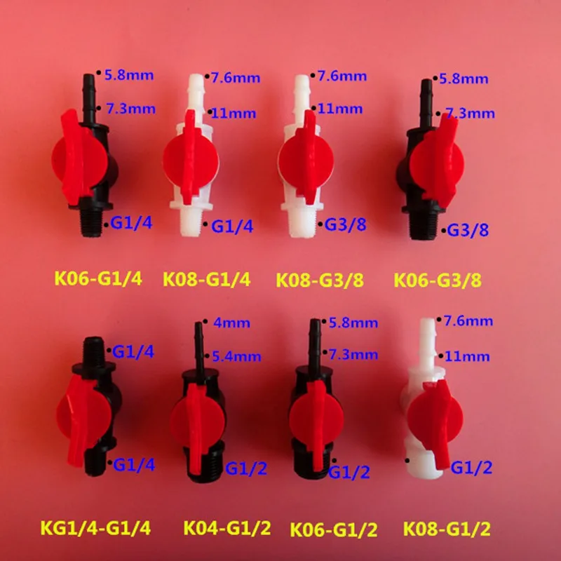 5 шт. 2/8 &quot3/8&quot 1/2 &quotнаружная резьба пагода пластиковый шаровой кран для шланга