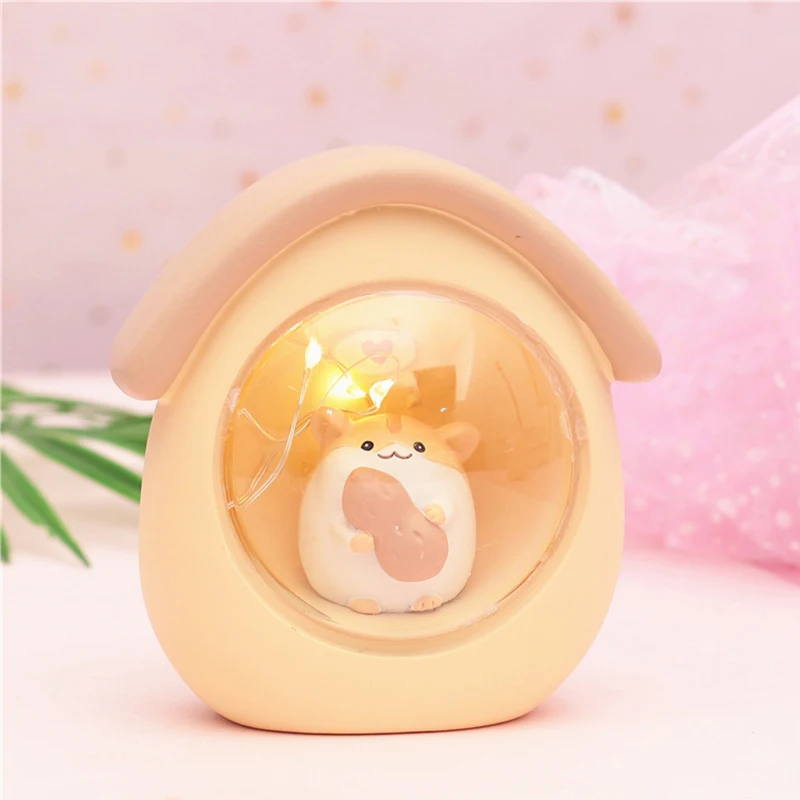 

Resin Button Cell Powered Switch Hamster Starry Night Light Lovely 2018 Kids Baby Room Decor LED Table Nightlight Free Shipping