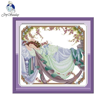 

Joy Sunday Sleeping Beauty Cross Stitch Needlework DIY Hand for Embroidery Kits Printed Counted Crafts Fabric 14CT and 11CT