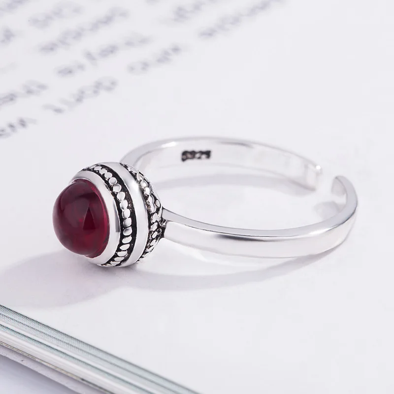 Богемные новые 925 пробы серебряные кольца с большими кристаллами для женщин подарок регулируемый размер античное кольцо Свадебные ювелирные изделия
