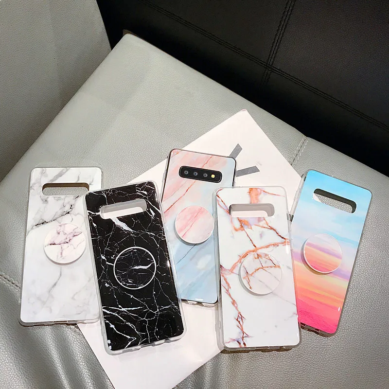 For Samsung Galaxy S10 Case Marble Phone Case For Samsung S10e S 10 S9 S8 Plus S7 Edge Note 9 8 Cover Stand Holder Silicon Coque