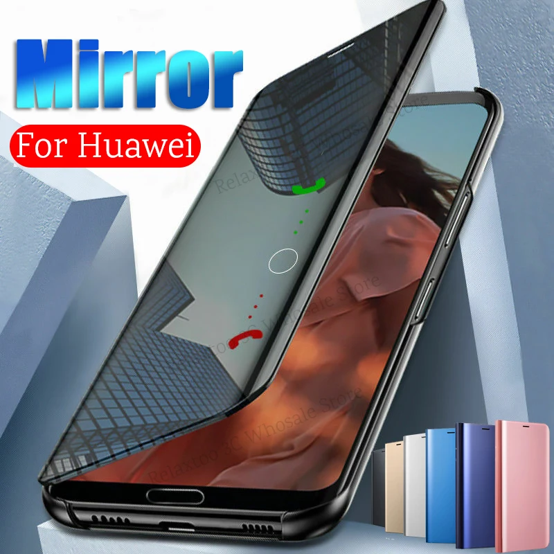 

Mirror Flip Case For huawei p30 pro p20 lite p 30 20 cover on honor 10 light case honor 20 honer 8s 8c 8x 8a phone coque funda