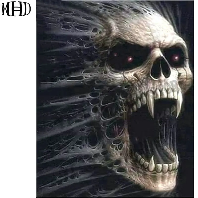 

MHD 5D Full Diamond Embroidery Zombie Portrait Skull Icon Round Diamond Painting Mosaic Interested Cross Stitch Wall Stickers De