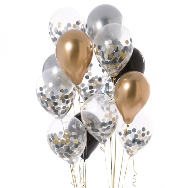 

12pcs/lot Chrome Gold Latex Helium Balloons Confetti Transparent Globos Wedding Baby Bridal Shower Birthday Party Decor Supplies
