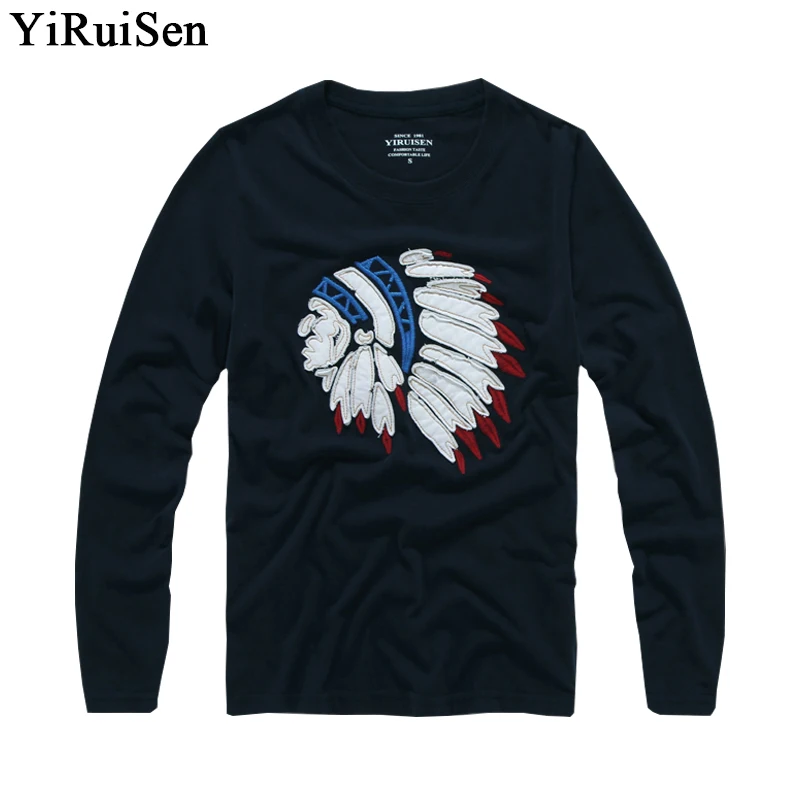 

YiRuiSen Brand Ameican AF Design Long Sleeve T Shirts Men Soft 100% Cotton Autumn Clothing Fashion Top chemise homme manche long