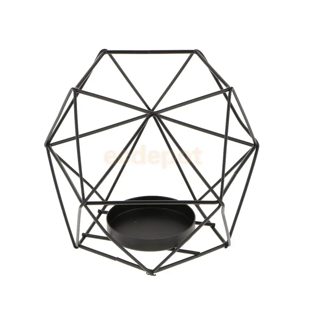Iron Wire 3D Geometric Tea Light Holder Candle Holder Lantern Table Top Desk Shelf Display Window Box Case	