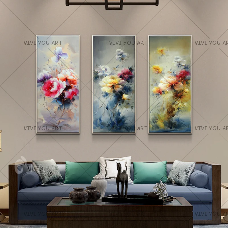 Handmad colorful Peony Canvas Painting Poster Modern Decor Wall Art Picture For Living Room Bedroom Dinning Aisle Entrance | Дом и сад