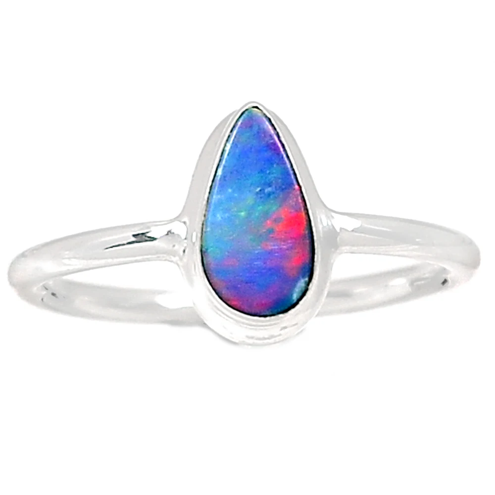 

Lovegem Genuine Australian Opal Ring 925 Sterling Silver, Size : 8.75, AR2551
