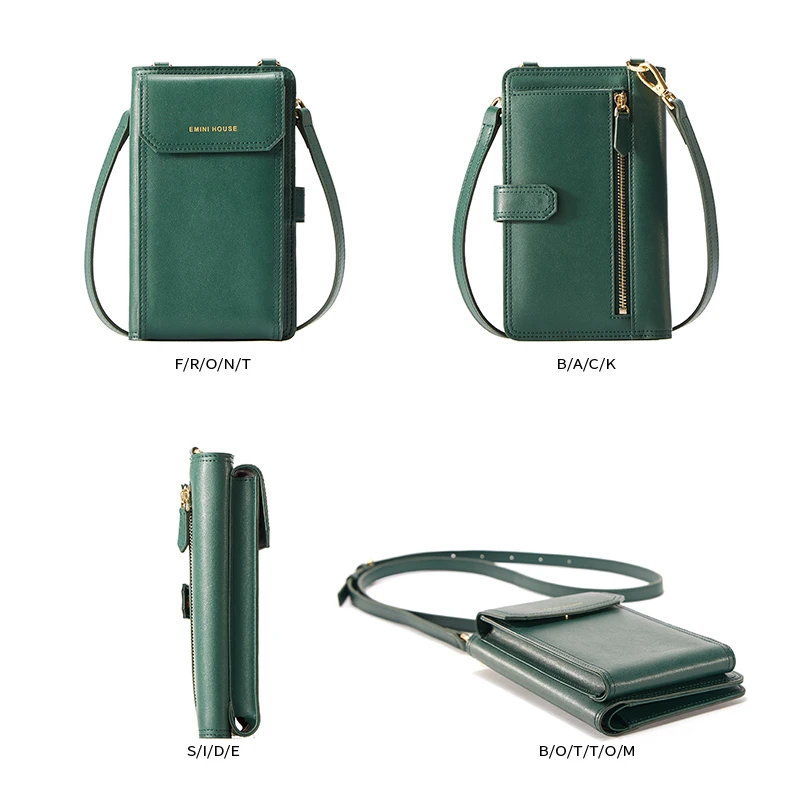 Emini House Split Leather Crossbody Phone Bag Multifunction Wallet Emini House Split Leather Crossbody Phone Bag Multifunction Wallet Lady Shoulder Bags Card Holder Women Luxury Coin Purse In Top Handle From Luggage