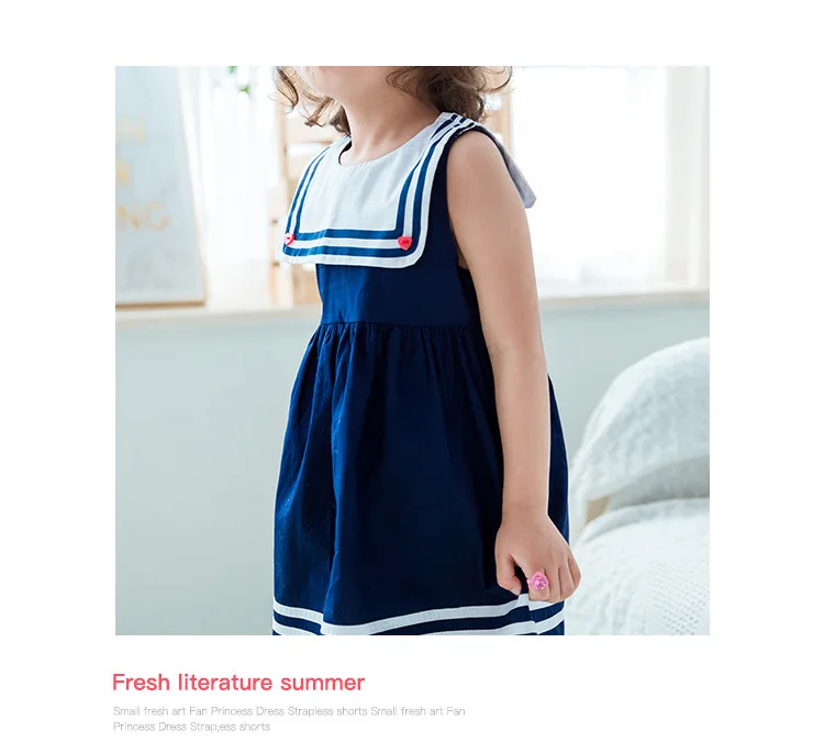 2018 New Toddler Girl Dress Child Sleeveless Dresses for Girls Kids Sailor Collar Summer Dress for school Clothing Children  (10)