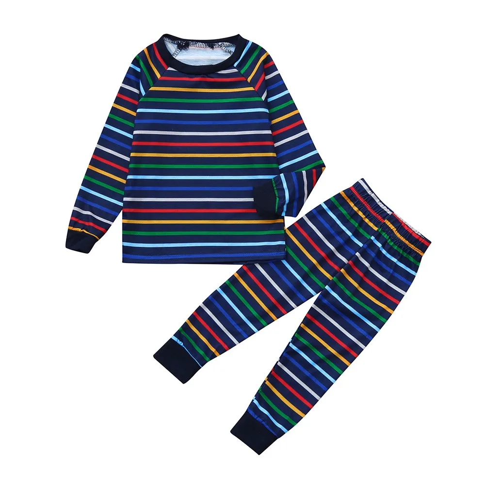 

2PCS Children Suit Summer Boys Sets Clothes Long Sleeves Stripe Top+Pants Family kids clothes Pajamas Infant Outfit Dropshipping