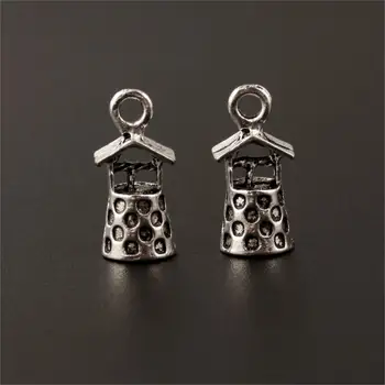 

30Pcs Silver Color Alloy 3D Washing Well Charms Water Pendant Findings Choker bracelet Handcraft Accessories 18X9mm A241