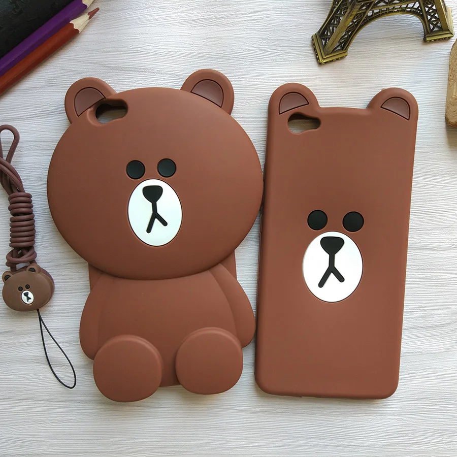Cute Cartoon 3D Bear Phone Case for Vivo Y66 Y67 V5 Soft Silicone Shockproof Cover Fundas Coque