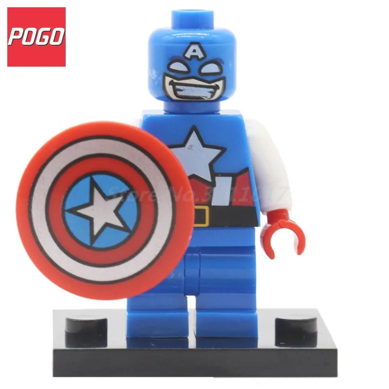 

POGO Superhero Captain America Building Block Toys Set Model Collection Single Sale Kids DIY House Dolls Gifts Compatible Lepin