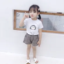 Летние новые высококачественные клетчатые шорты с принтом для маленьких девочек Брюки с карманами Повседневная одежда для малышей