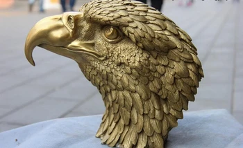 

song voge gem S0089 Chinese Folk Brass Copper Feng Shui Ferocious Eagle hawk Goshawk Head Art Statue