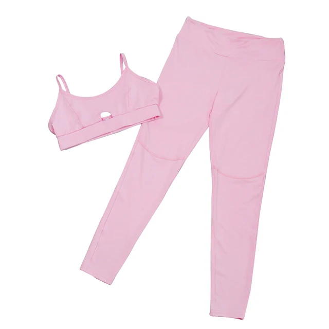Pink Yoga Set Sexy Fitness Running Gym Workout Tracksuit Sports Women