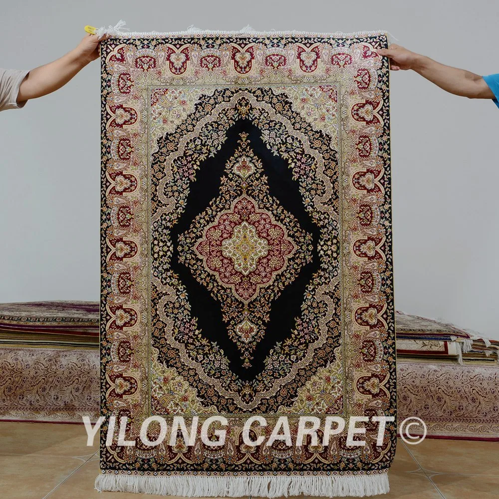 Yilong 3 'x 4 5' старинный Восточный четырехсезонный ковер изысканный сад ручной
