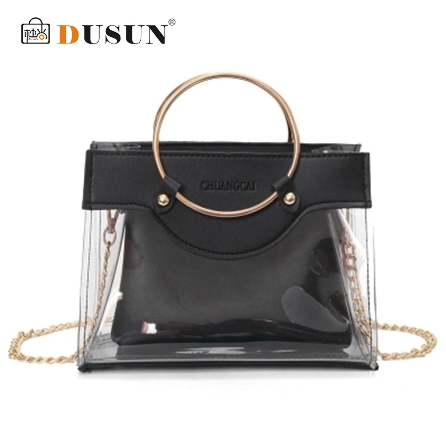 

DUSUN Summer PVC Bag Transparent Bag Female 2pcs/set 2019 New Paragraph Wild Jelly Bag Chain Bag Shoulder Messenger Bag Handbag
