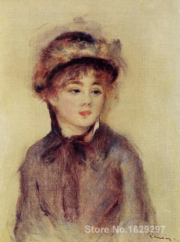 

large oil paintings for sale Bust of a Woman Wearing a Hat Pierre Auguste Renoir canvas art Handmade High Quality