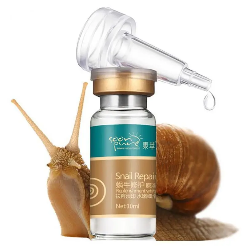 

New 10ML Snail Repair Liquid Whitening Blemish Serum Moisturizing Acne Face Cream Makeup WD2