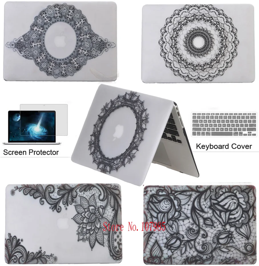 

Flower Lace Pattern Protective Cover Shell laptop Protector Hard Case For Apple Macbook Air Pro Retina 11 12 13 15 Touchbar