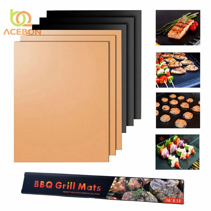 

ACEBON 1pcs Reusable Non-stick Surface BBQ Grill Mat Baking Sheet Hot Plate Easy Clean Grilling Picnic Camping