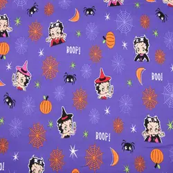 140 см Wdith Бетти Буп паутина тыква Фиолетовый хлопок ткань для одежда девочек Хэллоуин Праздник Decoration-BK219