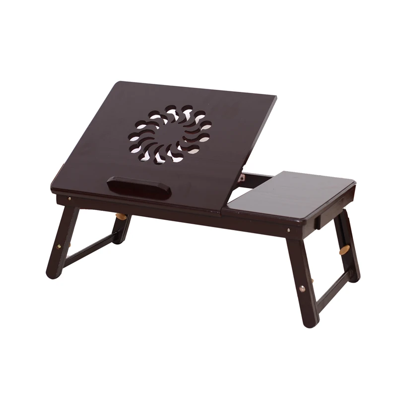 

50cm Sunflower Engraving Pattern Adjustable Computer Desk Folding Portable Bamboo Laptop Table