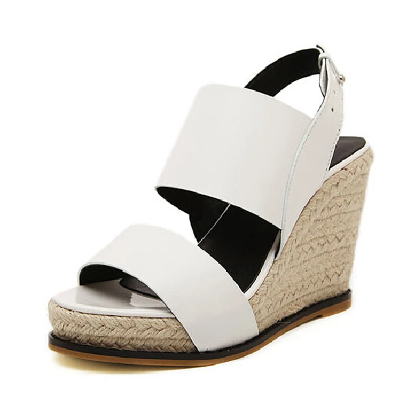 

European and American high heels shoes waterproof fish head women shoes straw slope with muffin with Roman style sandals a147