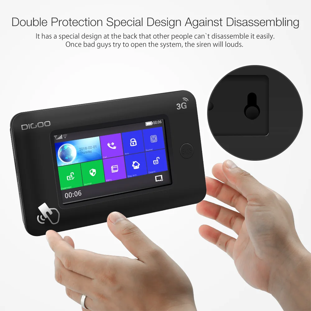 DIGOO DG-HAMA All Touch Screen 3G Version Smart Home Security Alarm System Kits Support APP Control Amazon Alexa