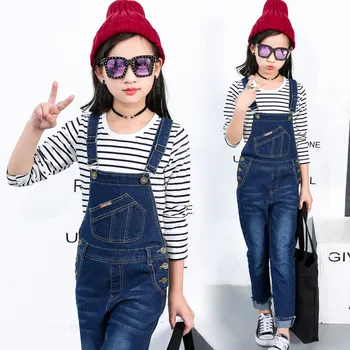 

2020 Girls Denim Overall for Girls Children Autumn Suspenders Pencil Jeans Kids Jumpsuit Girls Denim Overalls High Quality