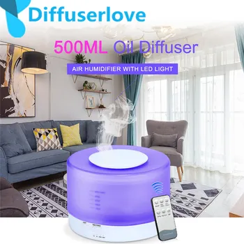 

Diffuserlove Remote Control 500ML Ultrasonic Air Humidifier With LED Lights Aromatherapy Essential Oil Aroma Diffuser