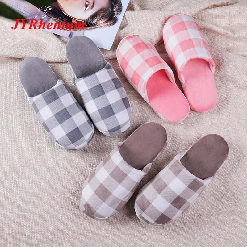 

JYRhenium 2018 New Men Women Winter Warm Home Slippers Men Casual Couple Slippers Soft Plush Indoor Slippers Plus Size 35-44