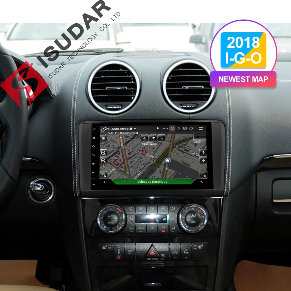 Sale Isudar Car Multimedia Player GPS Two Din Android 8.1 Automotivo For Mercedes/Benz/GL ML CLASS W164 ML350 ML450 ML500 GL320 Radio 1