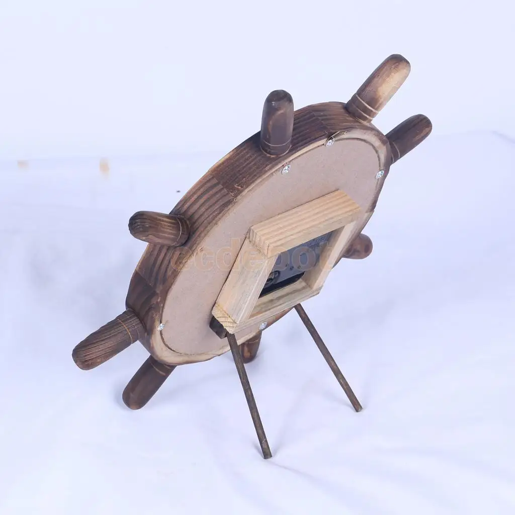 Деревянный корабль рулевое колесо для лодки настольные часы для пляжа хижины украшения дома