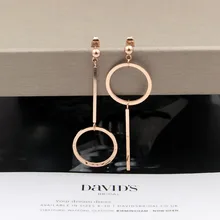 Модные ювелирные изделия, асимметричные стальные круглые серьги из розового золота. Женские серьги из титановой стали из розового золота оптом