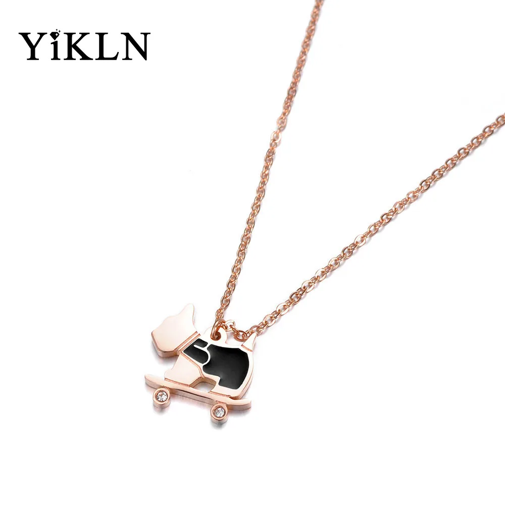 

YiKLN Trendy Skateboarding Dog Pendant Necklaces Jewelry Stainless Steel Chokers Necklace For Valentine's Day Colar YN18003