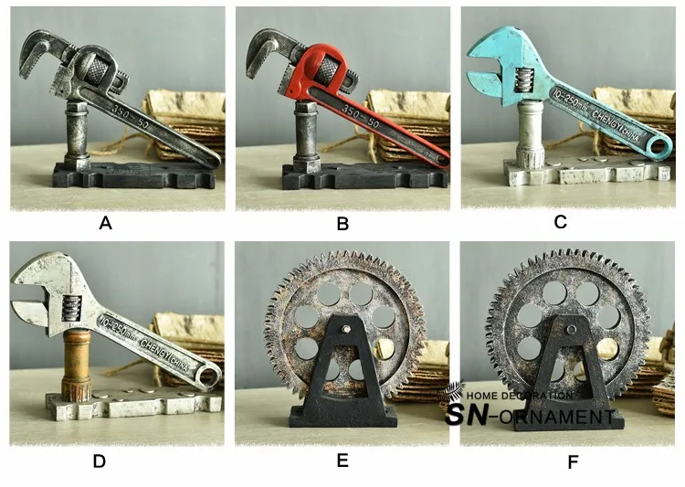 Лофт американский Смола шестерни трубы гаечные ключи промышленный ветер Творческий Engrenage украшения кафе бар Декор