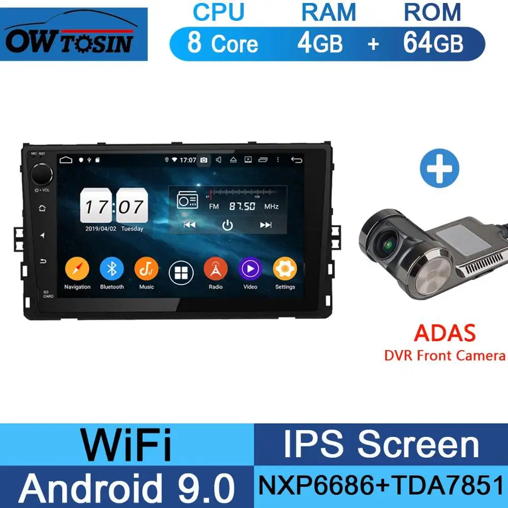 " ips Android 9,0 8Core 64G rom автомобильное радио gps для Volkswagen VW Tiguan Golf Passat CC Polo Jetta CarPlay Parrot - Цвет: 64G Adas Camera